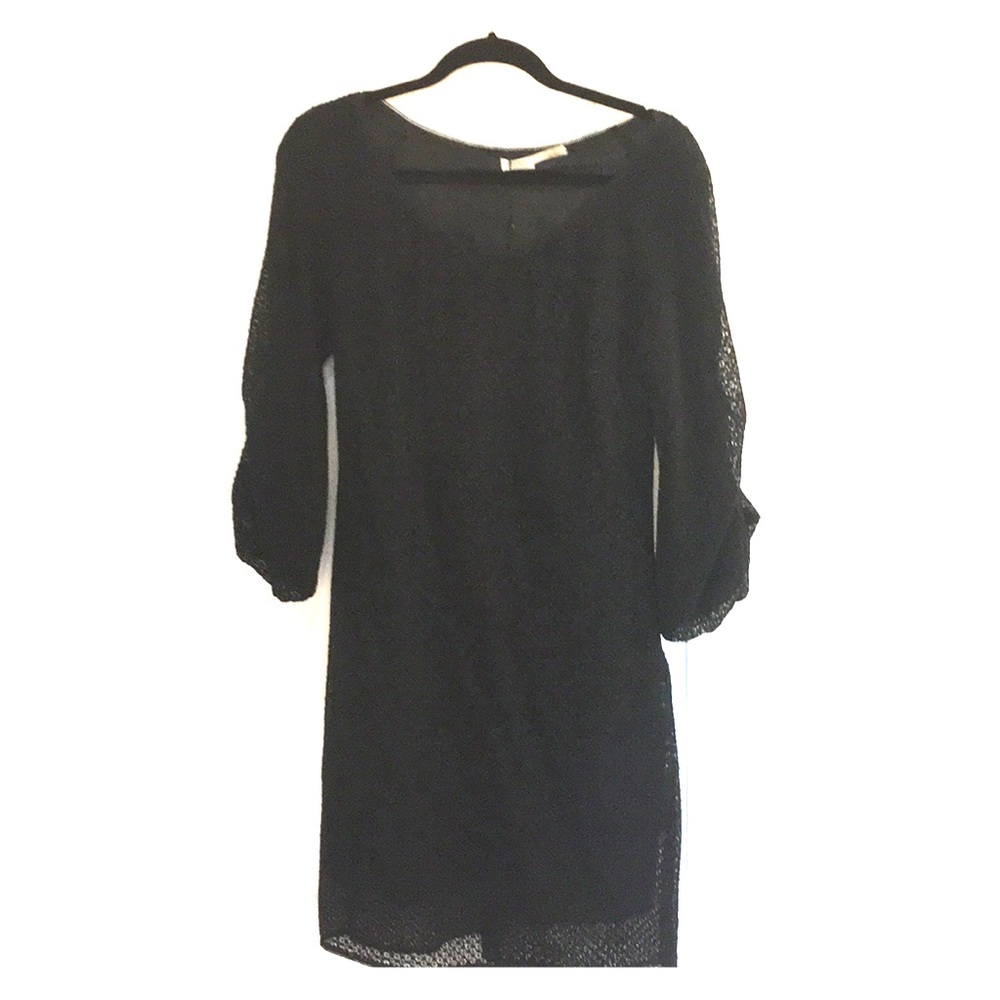 Leon Max lace dress with gathered sleeves